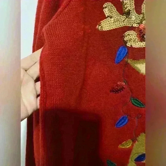 Karen Scott Embellished Party Reindeer Sweater Ugly Christmas XL - Picture 7 of 13